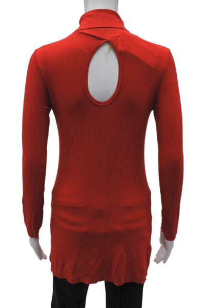 Rachel Pally Womens Tunic Blouse Red Turtleneck Long Sleeve Modal Size S