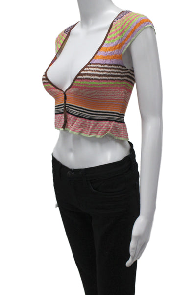 Free People Women Cropped Striped Scoop Neck Sleeveless Blouse Size S