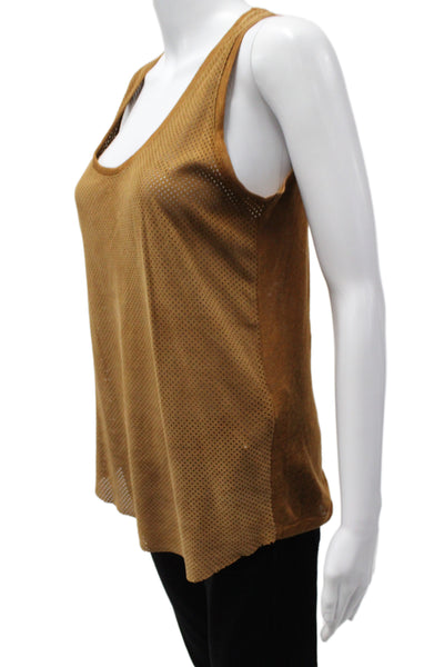 Majestic Filatures Women Basic Linen Tank Brown Scoop Neck Sleeveless Size 3