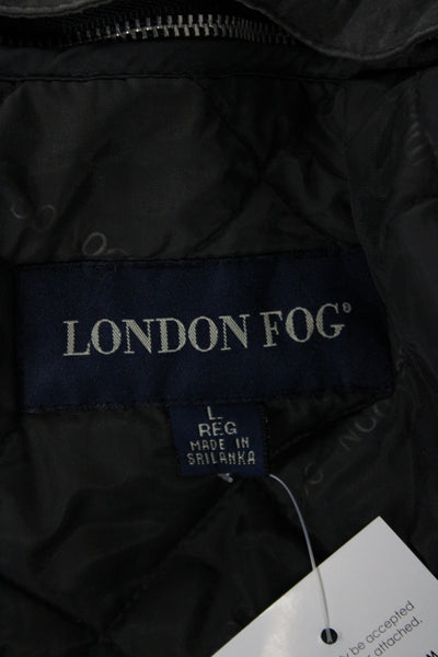 London Fog Mens Bomber Jacket Gray Cotton Zip Size L