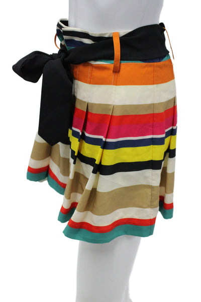 Alice + Olivia Womens Paperbag Striped Multicolor Tie Waist Shorts Size 4
