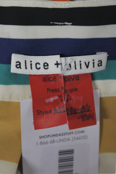 Alice + Olivia Womens Paperbag Striped Multicolor Tie Waist Shorts Size 4