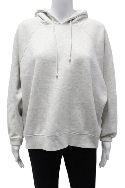 Zara Women Pullover Hoodie Gray Cotton Drawstring Crew Neck Long Sleeve Size S