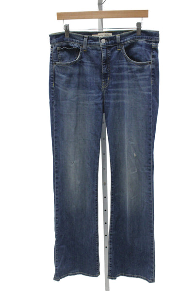 Nili Lotan Women Straight Blue Mid Rise Jeans 32in Inseam Cotton Size 30