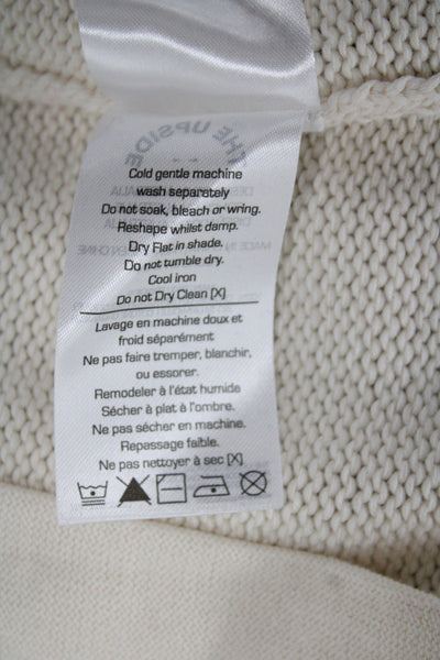 The Upside Womens Cardigan Ivory V-Neck Organic Cotton Striped Size S