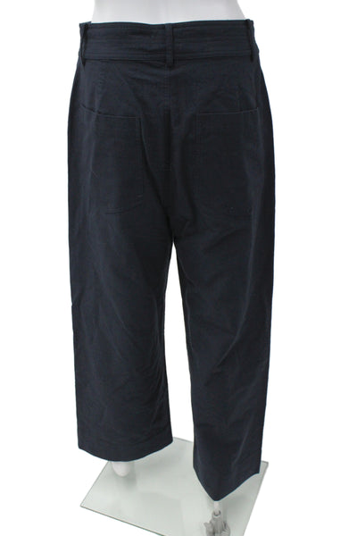 Apiece Apart Womens Cropped Pants Black Cotton Button Solid Casual Size 6