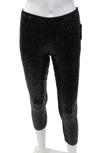 Norma Kamali Women Black Capri Leggings 95% Rayon Sequin Size XS