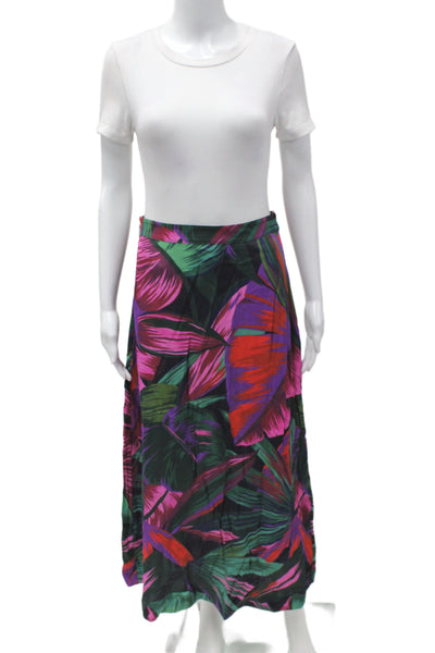 Farm Rio Womens Maxi Skirt Multicolor Floral Viscose Tropical Zip Long Size S