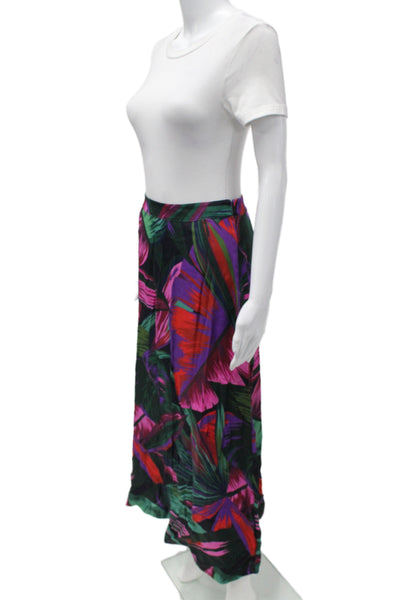 Farm Rio Womens Maxi Skirt Multicolor Floral Viscose Tropical Zip Long Size S