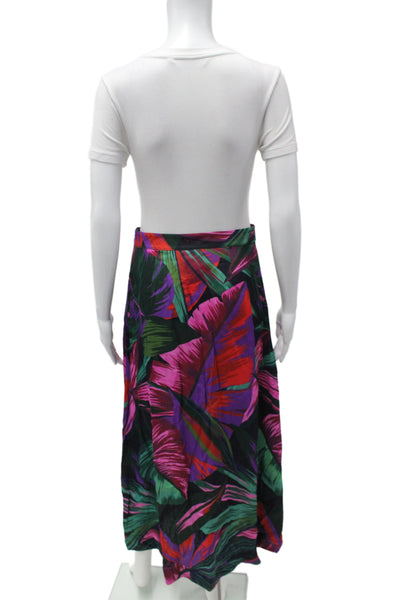 Farm Rio Womens Maxi Skirt Multicolor Floral Viscose Tropical Zip Long Size S