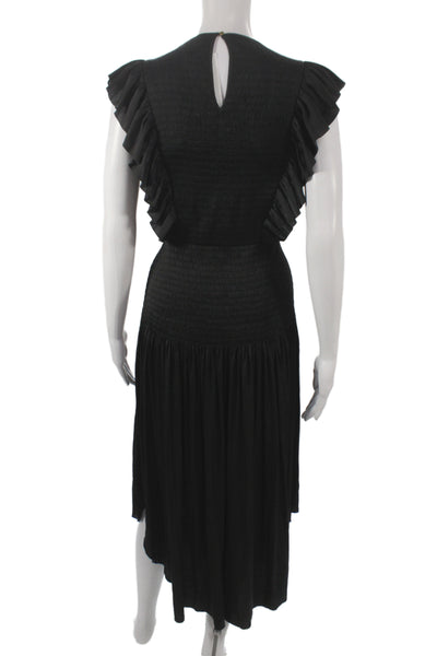 Ulla Johnson Womens Maxi Dress Black Sleeveless Button Round Neck Boho Size 10