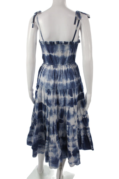 Ulla Johnson Women Maxi Dress Blue Tie Dye Square Neck Sleeveless Size 6