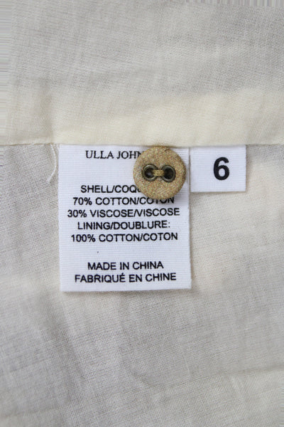 Ulla Johnson Womens Shirt Dress Beige Tie Dye V-Neck Button Size 6