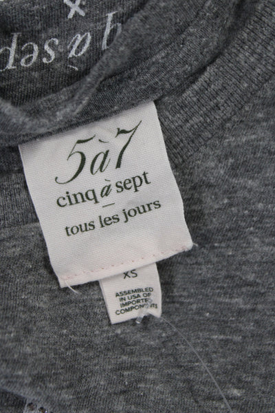 Cinq à Sept Women Jersey T-Shirt Gray Crew Neck Short Sleeve Size S