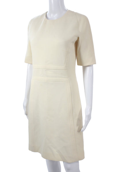 Michael Kors Womens Sheath Dress Ivory Virgin Wool Zip Short Sleeve Size 4
