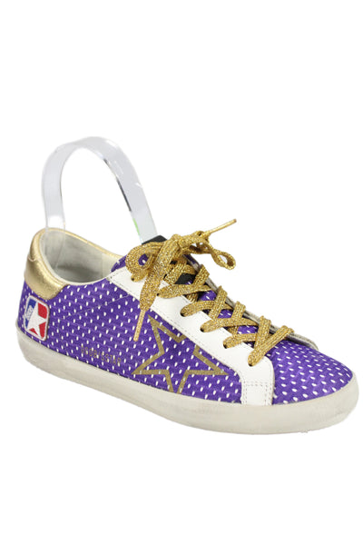 Golden Goose Deluxe Brand Womens Spotted Low Top Purple Size 36 6
