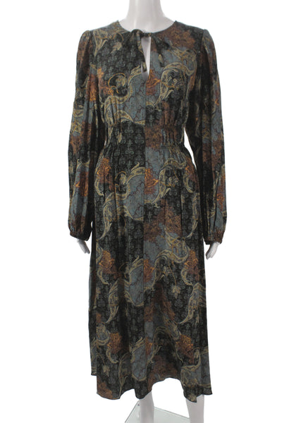 Ulla Johnson Women Maxi Dress Multicolor Silk Paisley Long Sleeve Size 12