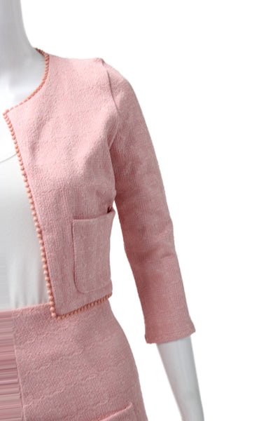 Devon Windsor Womens Polymaide Blend Tweed Beaded 2 Piece Set Pink Size S