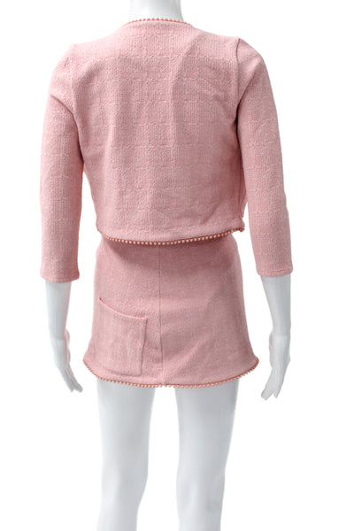 Devon Windsor Womens Polymaide Blend Tweed Beaded 2 Piece Set Pink Size S