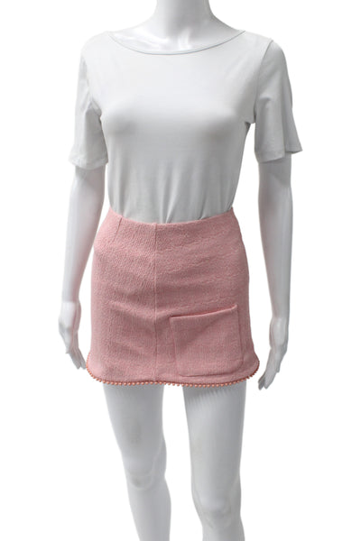 Devon Windsor Womens Polymaide Blend Tweed Beaded 2 Piece Set Pink Size S