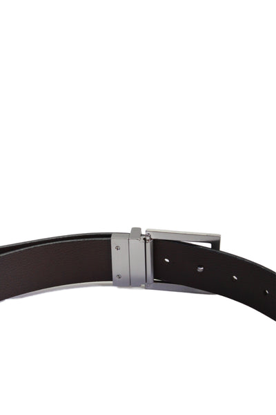 Boss Hugo Boss Mens Leather Silver Tone Buckle Belt Brown Size 40