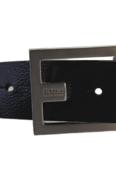 Boss Hugo Boss Mens Leather Silver Tone Buckle Belt Brown Size 40