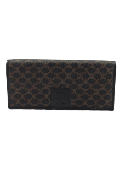 Celine Vintage Womens Canvas Macadam Monogram Print Wallet Black Brown