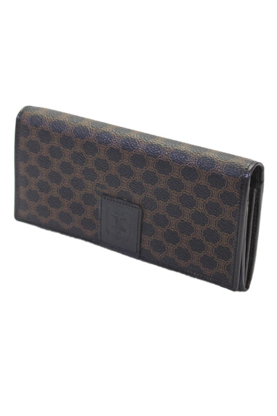 Celine Vintage Womens Canvas Macadam Monogram Print Wallet Black Brown