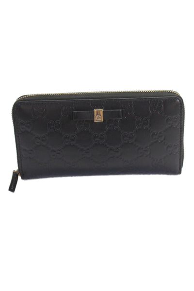 Gucci Womens Leather Guccissima Zip Around Long Wallet Black