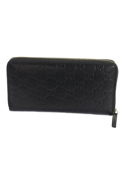 Gucci Womens Leather Guccissima Zip Around Long Wallet Black