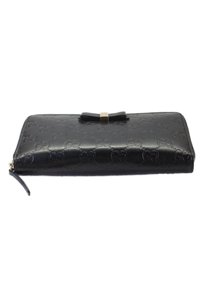 Gucci Womens Leather Guccissima Zip Around Long Wallet Black