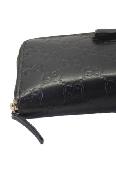 Gucci Womens Leather Guccissima Zip Around Long Wallet Black