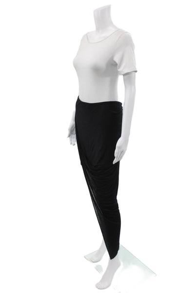 Helmut Lang Womens Wrap Midi Skirt Black Micro Modal Size M