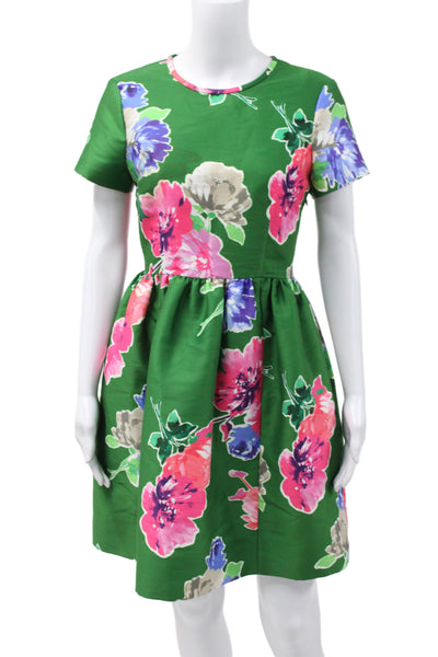 Kate Spade New York Women Fit & Flare Floral Dress Green Knee Length Size 0