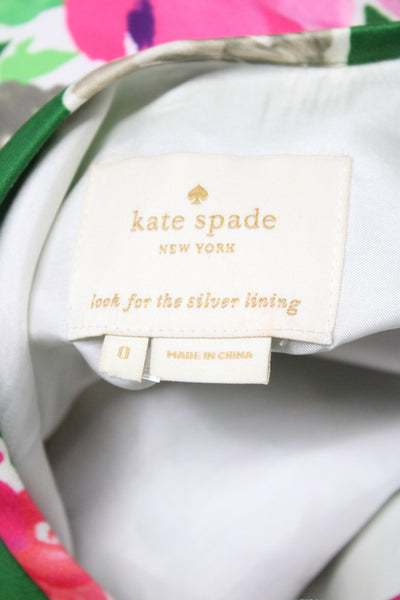 Kate Spade New York Women Fit & Flare Floral Dress Green Knee Length Size 0