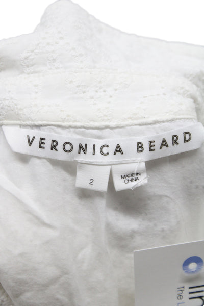 Veronica Beard Womens Shirt Dress White Collared Button Mini Cotton Size 2