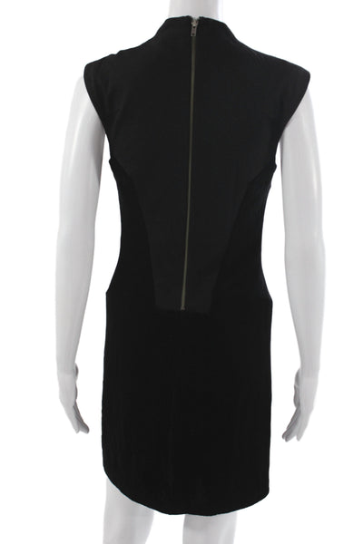 Helmut Lang Womens Sheath Dress Black Velvet V-Neck Sleeveless Short Size 2