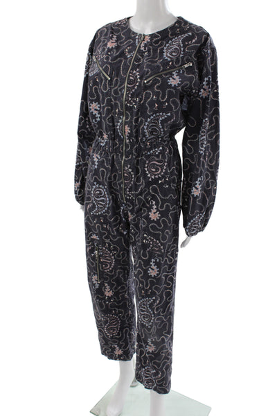 Isabel Marant Etoile Women Jumpsuit Black Paisley Long Sleeve Size 34