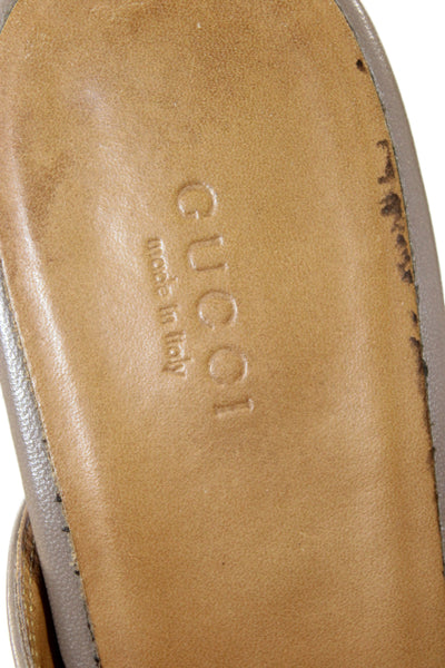 Gucci Womens Leather Horsebit Buckled Loafer Mules Brown Size EUR 40