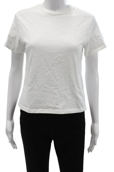 Reformation Women Basic White Cotton Crew Neck Short Sleeve T-Shirt Size XS