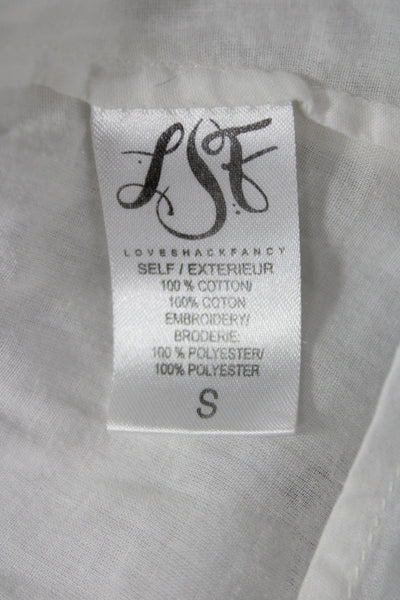 Love Shack Fancy Women White Bohemian Geometric Cotton Mini Skirt Size S