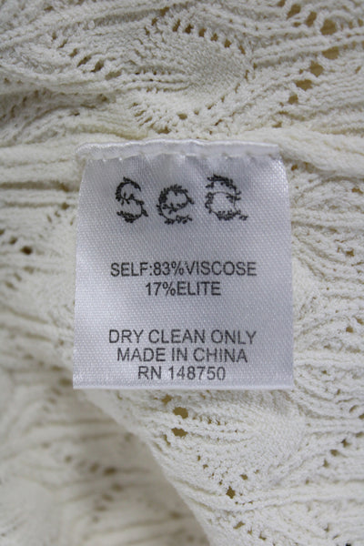 Sea New York Womens Pullover Ivory Argyle Crew Neck Short Sleeve Size M