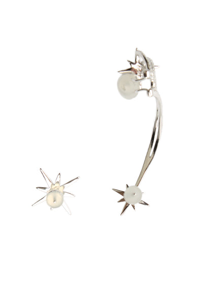 APM Monaco Womens 925 Silver Cubic Zirconia Meteorites Asymmetrical Earrings OS