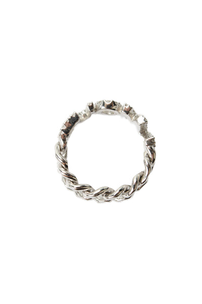 APM Monaco Womens 925 Silver Cubic Zirconia AMOUR Chain Ring Sz 6