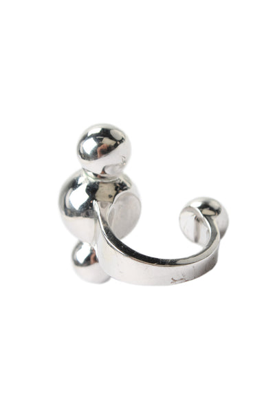 Jenny Bird Womens Silver Tone Asymmetrical Ball Open Ring Sz 7