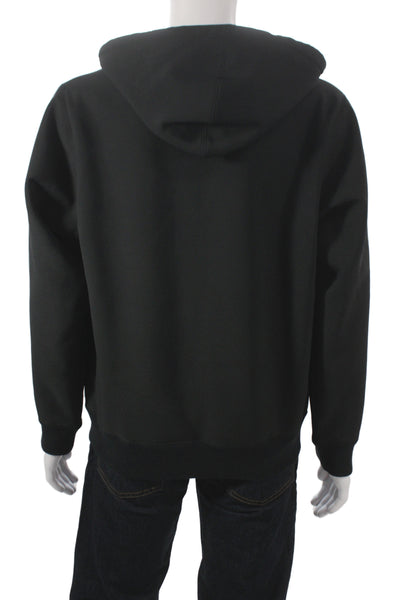 Supreme Men Full Zip Hoodie Black High Neck Drawstring Polyester Size M
