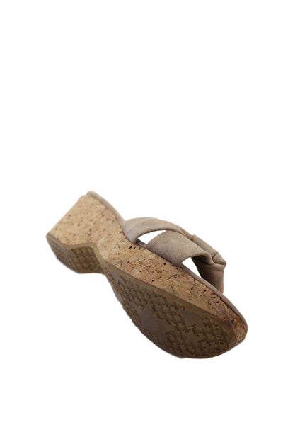 Jimmy Choo Womens Suede Twist Knot Cork Sandal Heels Brown Size 38 8