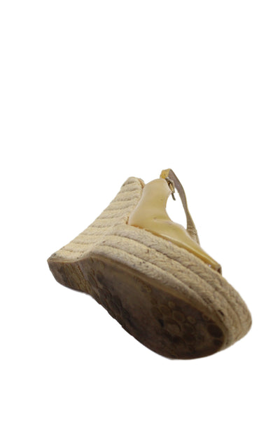 Jimmy Choo Womens Patent Leather Slingbacks Espadrille Wedges Yellow Size 38 8