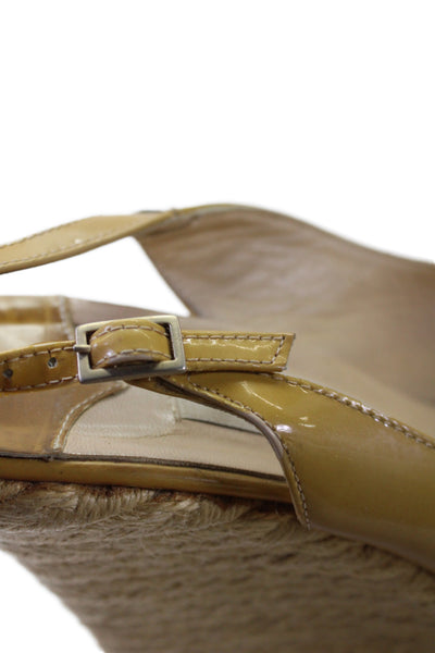 Jimmy Choo Womens Patent Leather Slingbacks Espadrille Wedges Yellow Size 38 8