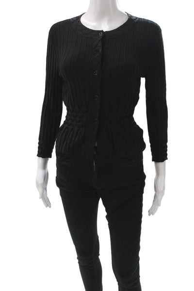Tory Burch Women Cardigan Black Long Sleeve Round Neck Size XS